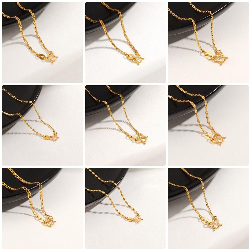 1Pcs New Titanium Steel Chain Necklace Non-fading 45cm Clavicle Chain M-shaped All-match Women's Simple Necklace