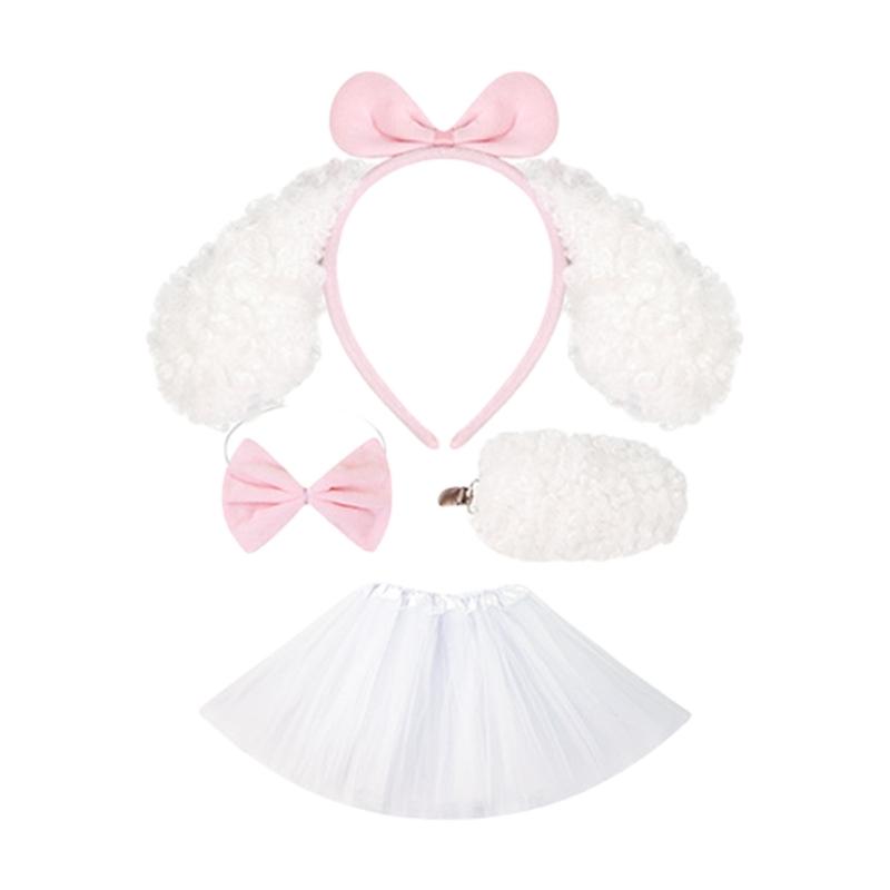 Dog Costumes for Kids Girls Halloween Animal Cosplay Accessories with Dog Ears Headband Tail Tutus Skirts Set