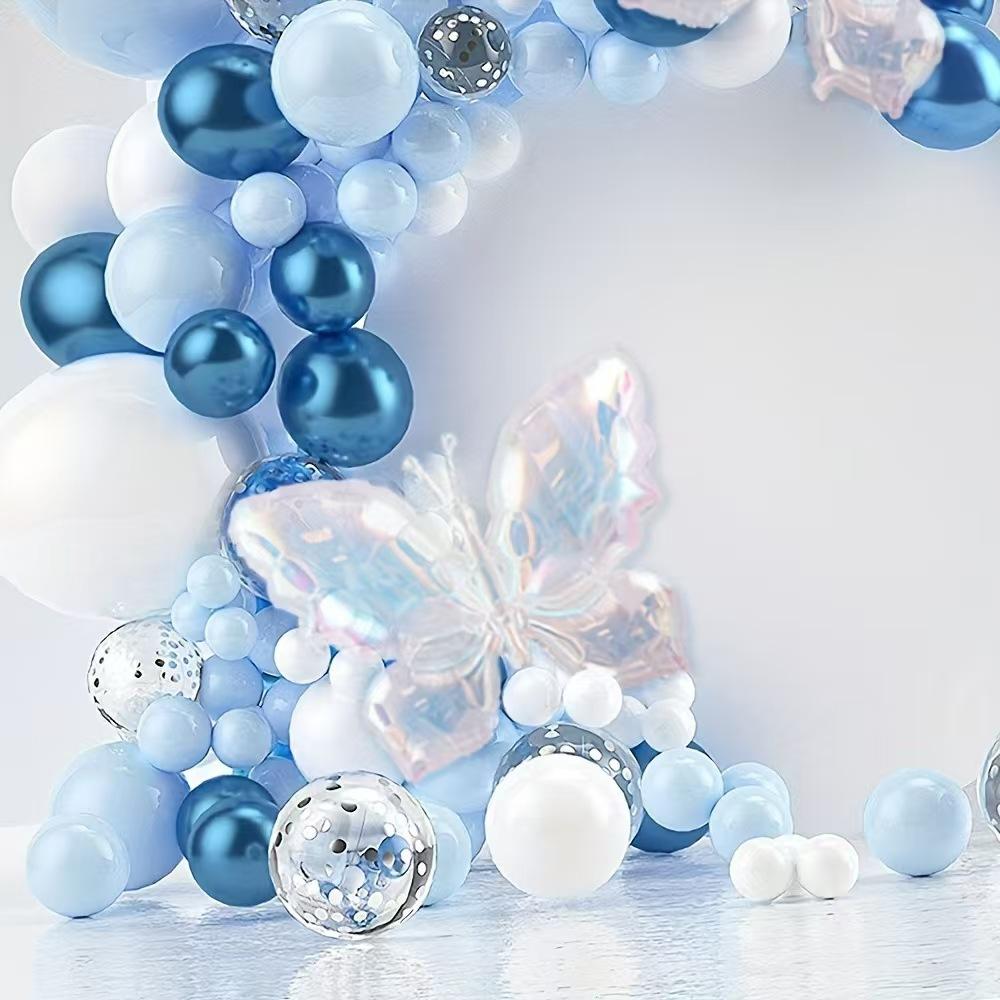 Transparent Colorful Butterfly Blue Balloon Chain Baby Christening Baby Birthday Party Decoration