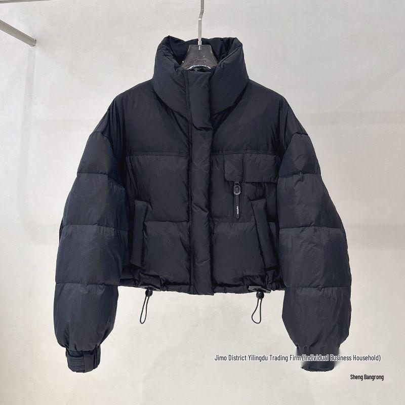 Women's Short Cotton Jacket 2025, New Korean Style, Stand-Up Collar, Thickened, Simple, Fashionable, Petite, Bread Jacket.