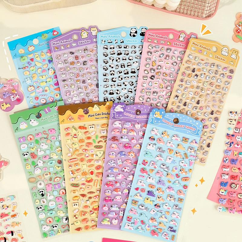 3D Bubble Stickers Cartoon Animal Mini Stickers Children Girls Diy Scrapbook Notebook Phone Case Paster Decals Stickers