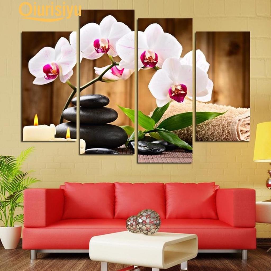 Cheap 4Pcs Butterfly Orchid Flower Print Room Wall Decor Paintings Joom