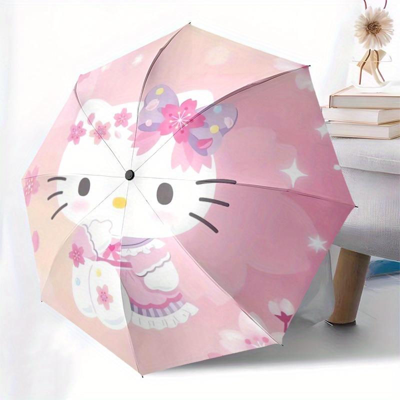 1pc Hello Kitty Spring Flowers Umbrella with Plastic Handle Suitable for All Seasons Home Travel Outdoor UmbrellaSanlio530
