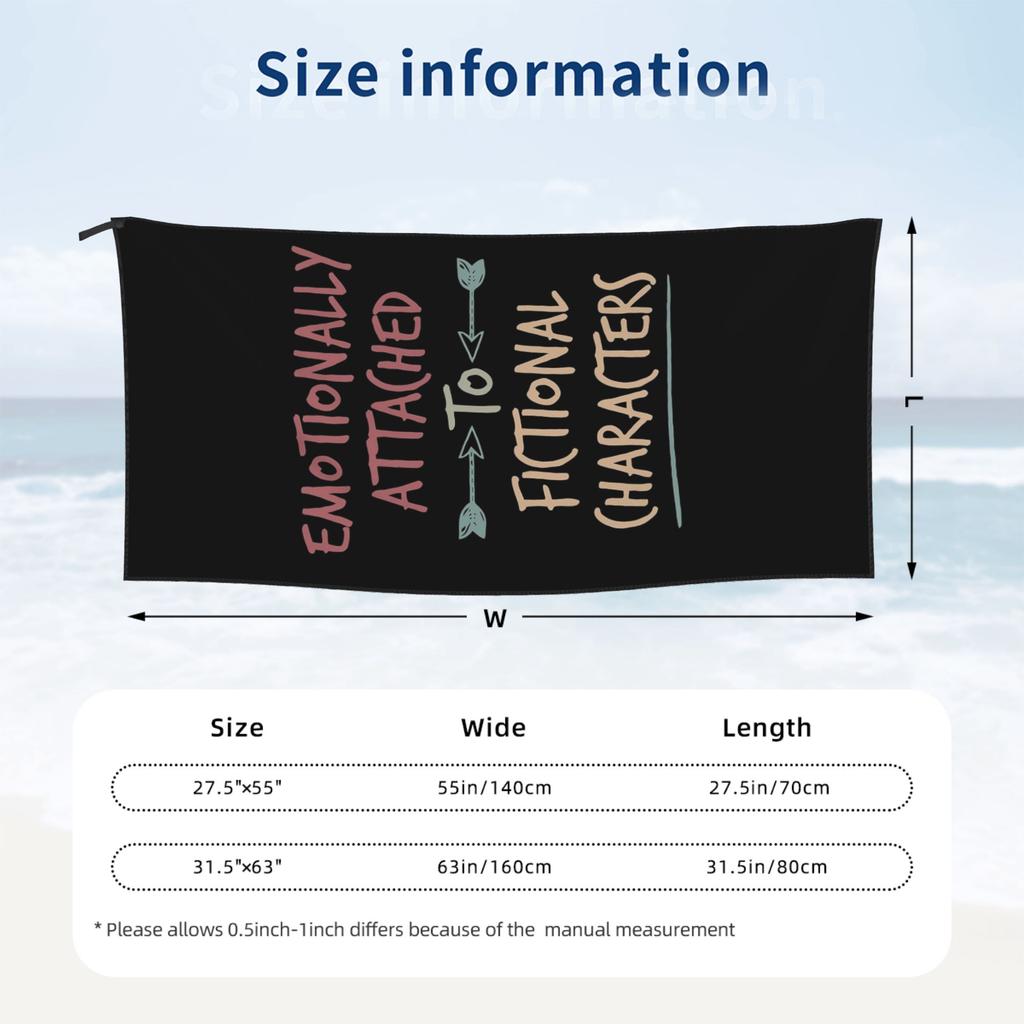 Emotionally Attached to Fictional Characters Beach Towel Soft Microfiber Quick Dry Absorbent Quick Towels For Bath