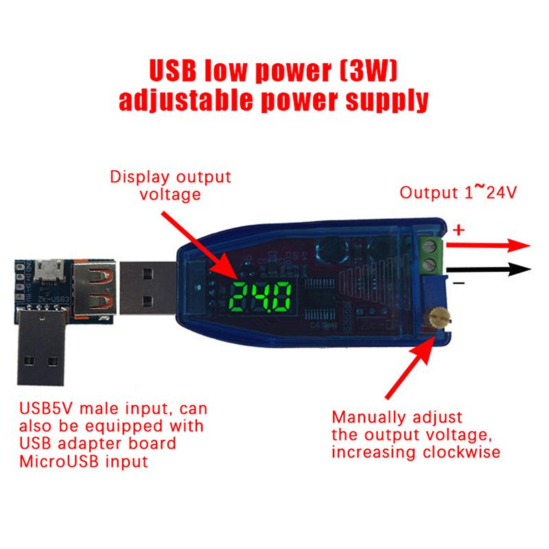 Led Dc-Dc 5V To Dc 1-24V Adjustable Potentiometer Usb Step Up/Down Buck Boost Converter Power Supply Voltage Regulator Module