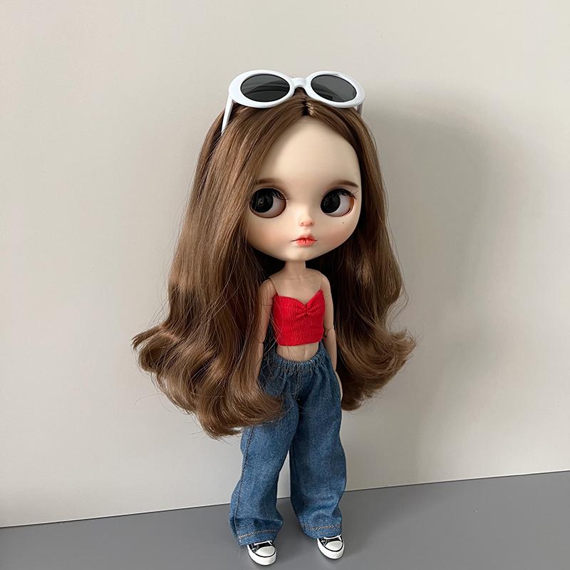 1Pcs Blyth Doll Clothes Fashion Jeans Streetwear Retro Loose Wide Leg Denim Pants for Blyth OB24 Licca Pullip 1/6 Dolls