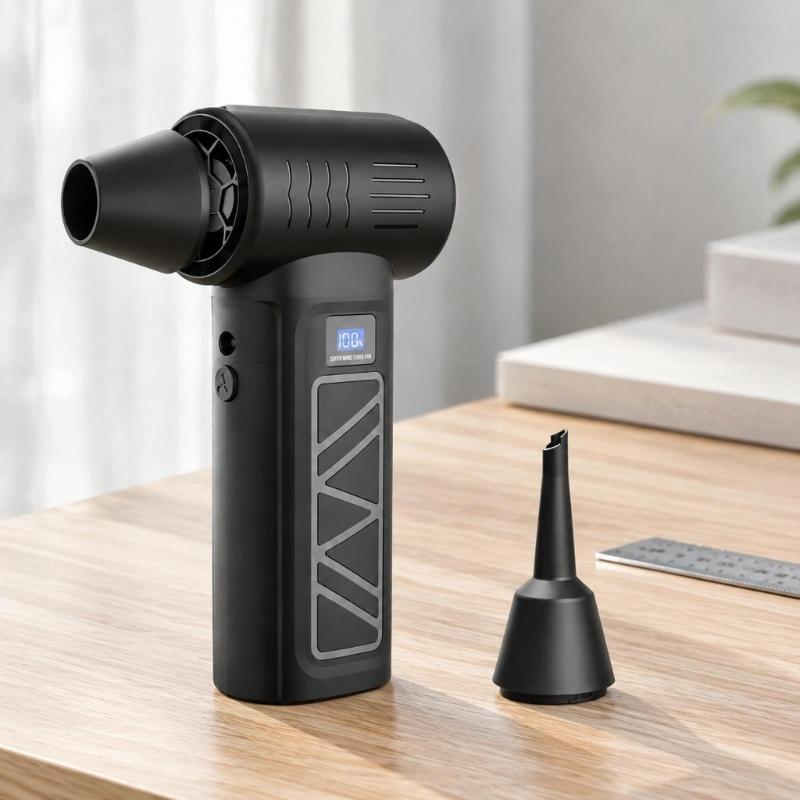 Electric Air Blower with Two 1,300 mAh Battery Cells and Concentrated Blowing Action for Keyboard Gaps, Window Tracks, and Desk Surfaces