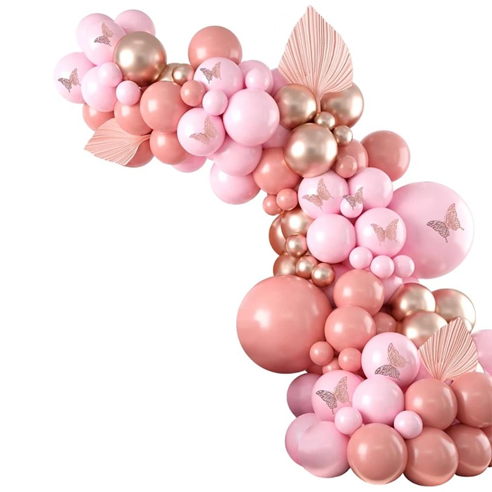 111PCS pink and gold latex balloon set suitable for birthday parties, weddings, Valentine's Day party decorations