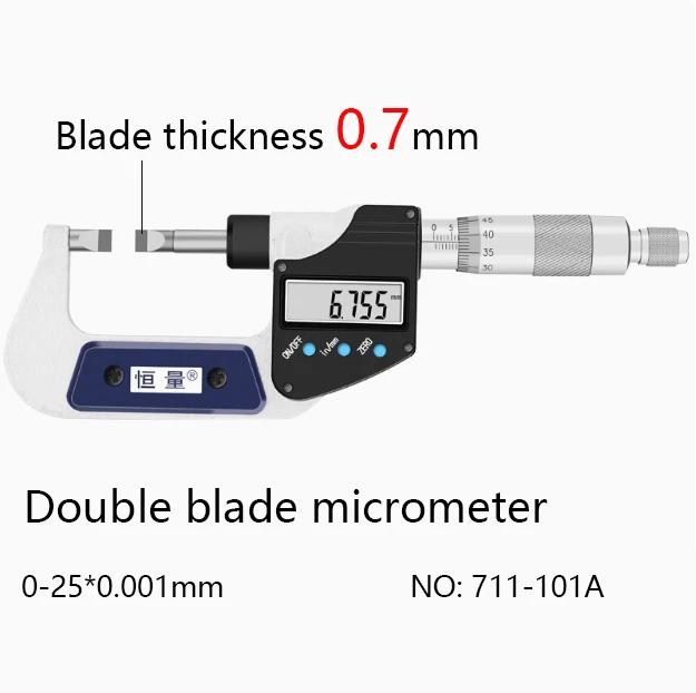 Hengliang 0-25mm 0.001mm Measurement High-precision Stainless Steel Blade Tip Keyway Small Head Micrometer Micrometer Digital