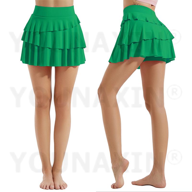 Damen Tennis Culottes Yoga Hohe Taille Tasche Fitness Plissee Rock Training Athletisch Laufen Sportshorts Futter S M L XL 2XL