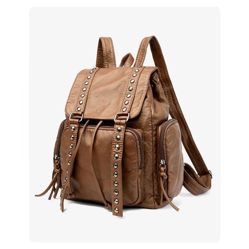 Zaini Moda con Borchie per Donna Borse a Spalla Pelle Morbida Daypack Borsa da Viaggio Grande Capacità Zaino Scolastico Zaino Donna