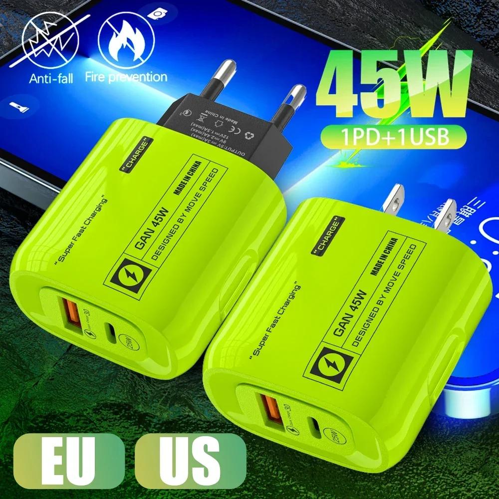 45W Fast Charger USB Type C PD Phone Charger Fast Charging Quick Charge Adapters for IPhone 15 Pro Max Samsung Xiaomi