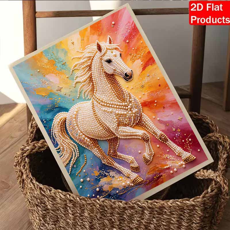 Pearl Painting 5D DIY Colorful Running Horse Gemstone Art Diamond Painting Kit for Adults/Beginners Gift Ideas Home Decor Wall Art