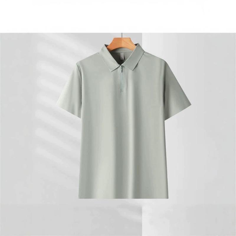 Men s White Half-Zip Short Sleeve Polo Shirt M зелёный
