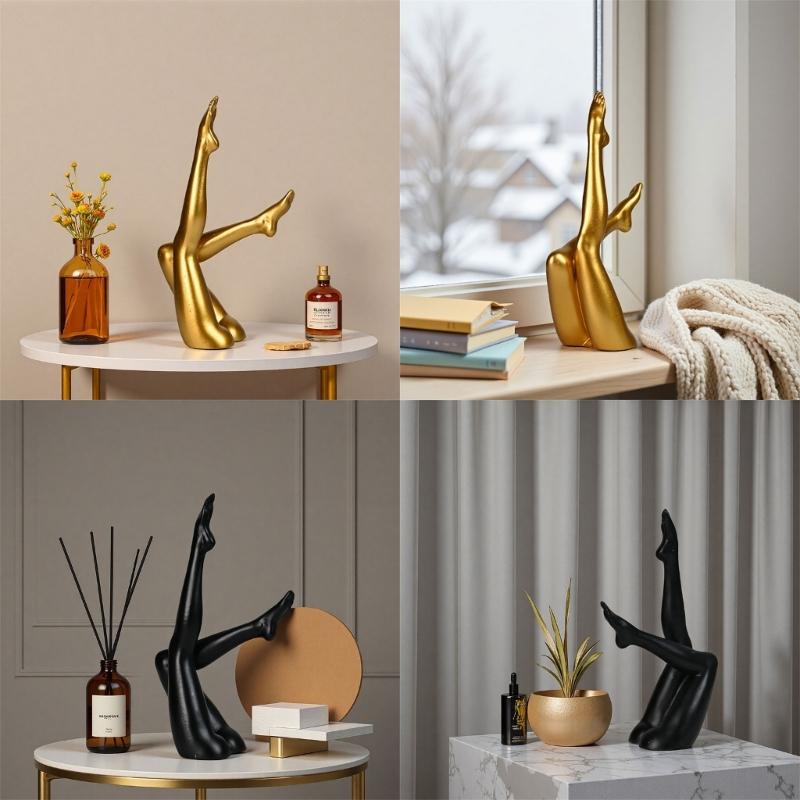 Modern Art Abstract Female Leg Sculpture Elegant Home Office Decors Resin Statue For Living Room Coffeehouse Ornament