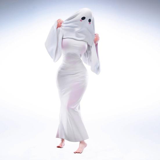 Figurine Dame Fantôme PVC Déguisement Fantôme Fille Anime Figurine Statue Halloween Effrayant Cosplay Fille Fantôme Décoration Ornement de Bureau Maison