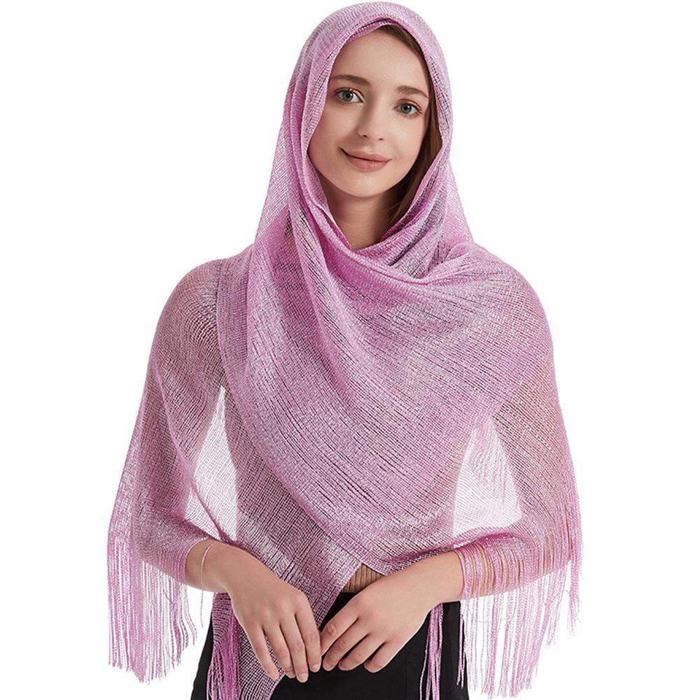 

Sparkling Metallic Shawl with Fringes, Wedding Evening Wrap