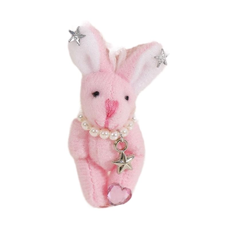 Soft and Adorable Rabbit Plush Toy with DIY Accessories Exquisite Rabbit Keyring Decoration Cute Rabbit Keychain Pendant