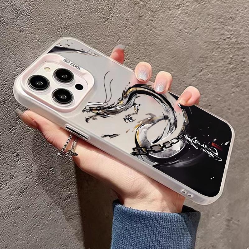 Chinese Flying Dragon Lucky Phone Cover for  Mi 14 13 12 11 Lite 5G NE 12T 13T Poco X5 F5 X6 M6 Pro 4G Plating Matte Cover