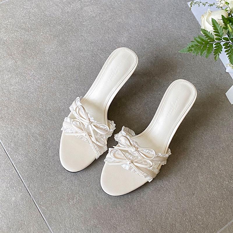 

Мода Мода Бабочка-узел Женские Тонкие Каблуки Тапочки Обувь Обувь Круглый Носок Женские Тапочки на Каблуке Сандалии Женские Шлепанцы Обувь 35 бежевый