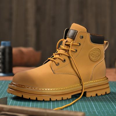 Europäischer Bahnhof Ausgang Herren Martin Stiefel 6 Loch Gelbe Stiefel Britische Werkzeugschuhe Herbst und Winter Hoher Schaft Wüsten Herrenstiefel