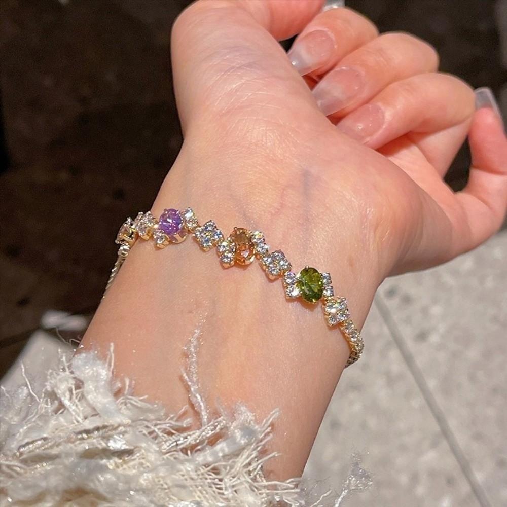 Colorful Zircon Bracelet Wristband Friendship Bracelet Women Crystal Hand Bracelet Hand Accessory