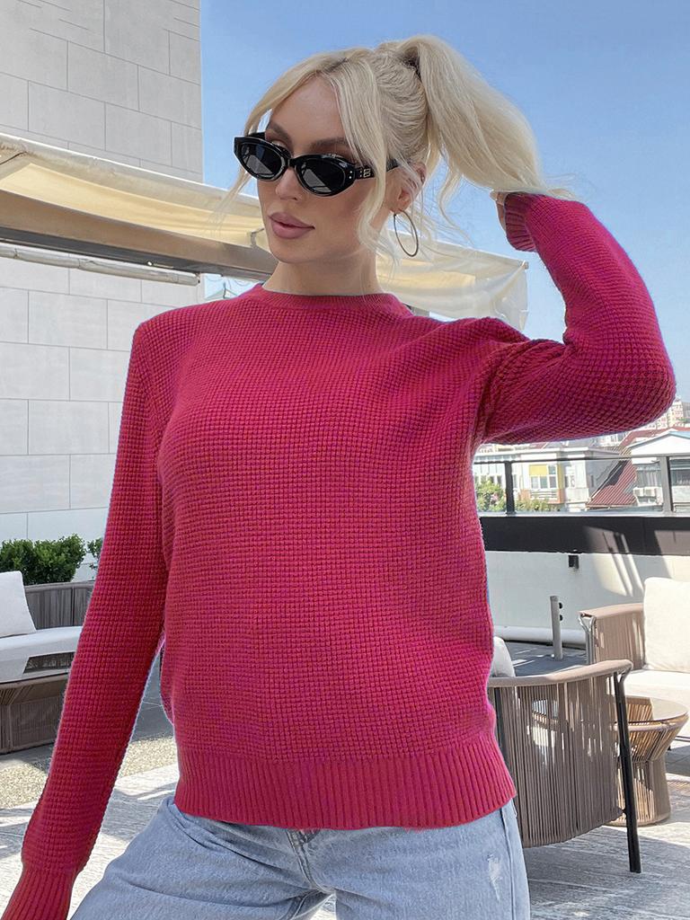 Cinemore Wiosna Jesień Damski Sweter Jednolity Oversize Casualowe Pulowery Ciepły Podstawowy Top z Długim Rękawem Okrągły Dekolt Dzianinowy Sweter Sweter