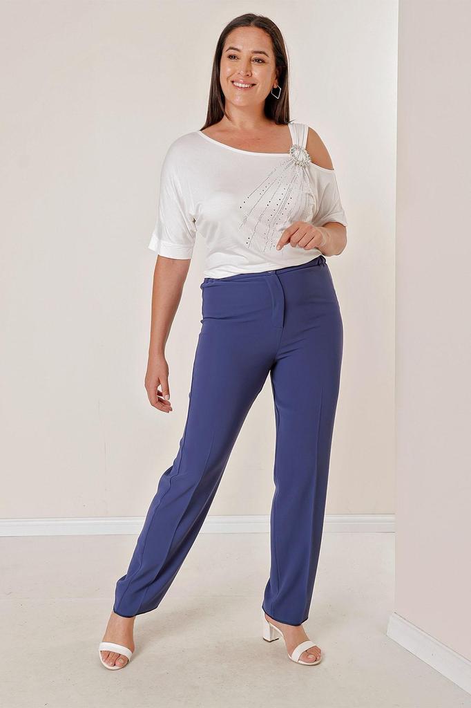 Брюки больших размеров из импортного крепа с эластичными боками купить ...