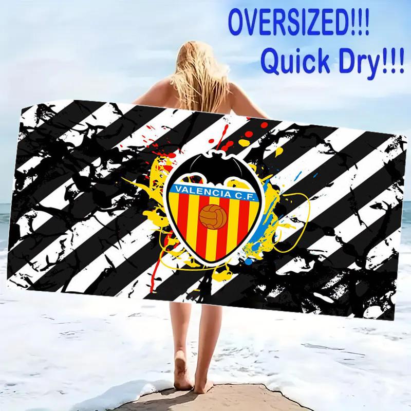 Valencia CF Logo Print Beach Towel, Large Soft Quick Dry Towel for Beach Camping Swimming