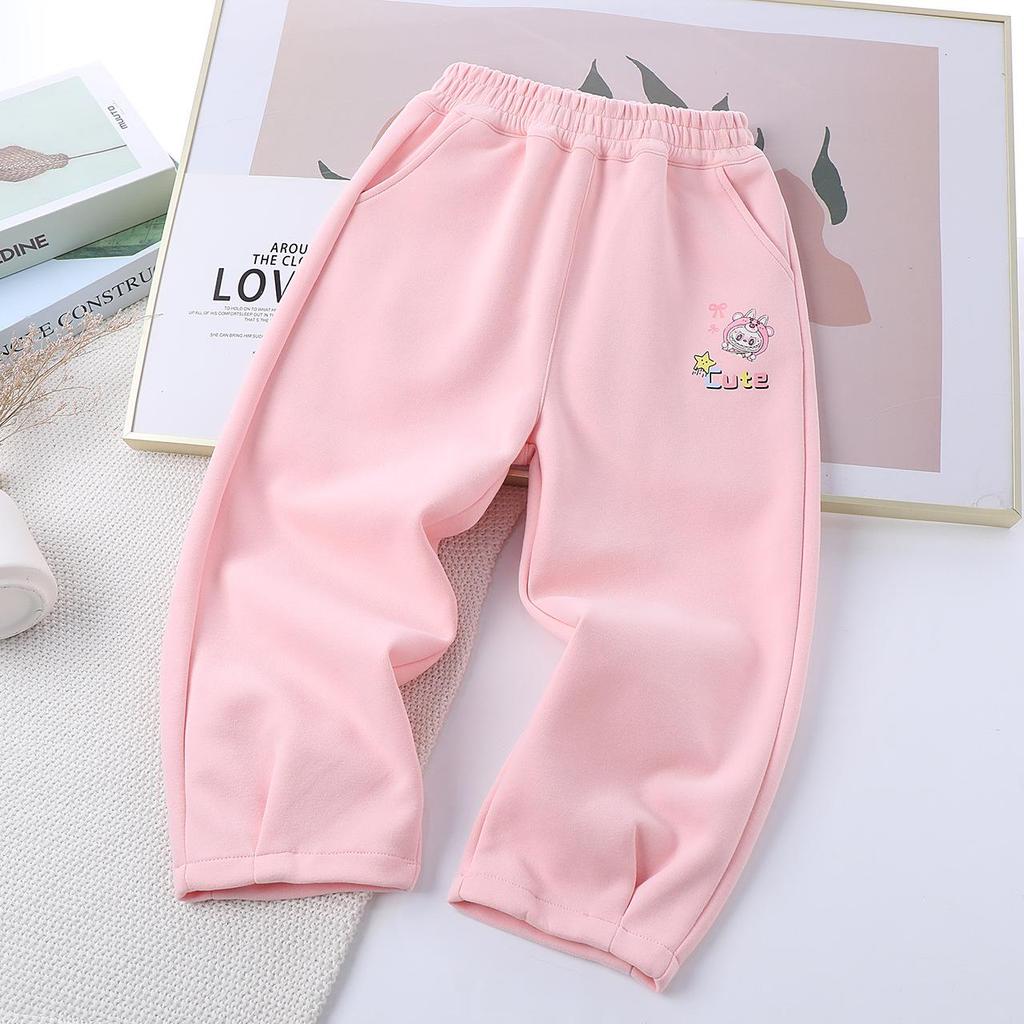 Kids' 2025 Spring/Autumn Casual Drawstring Sweatpants: Girls' Long Pants