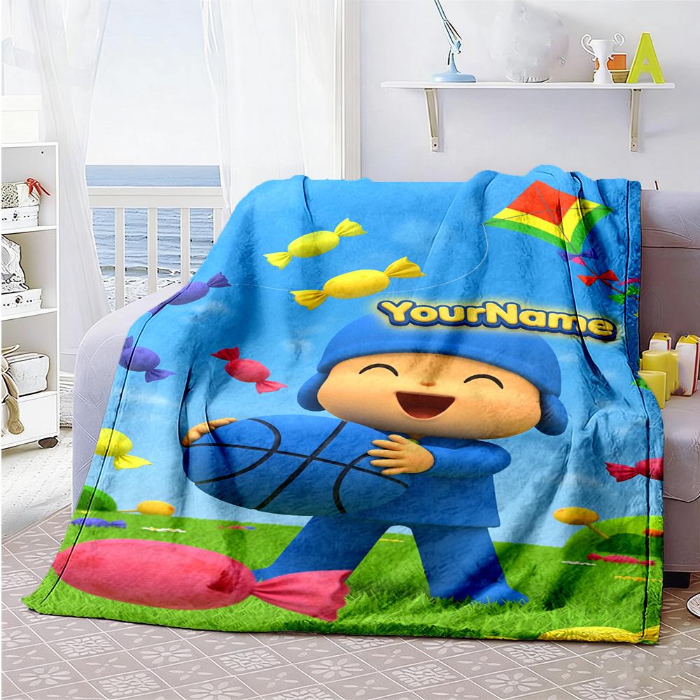 Pocoyo Customize Your Name Blanket Lightweight Personalized Blanket Soft & Cozy Perfect for Livingroom Couch Office Chair Seaside