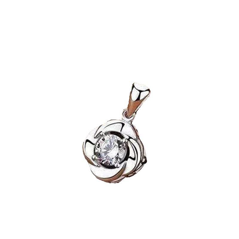 Classic White Gold Four-Leaf Clover and Rose Pendant Necklace for Women