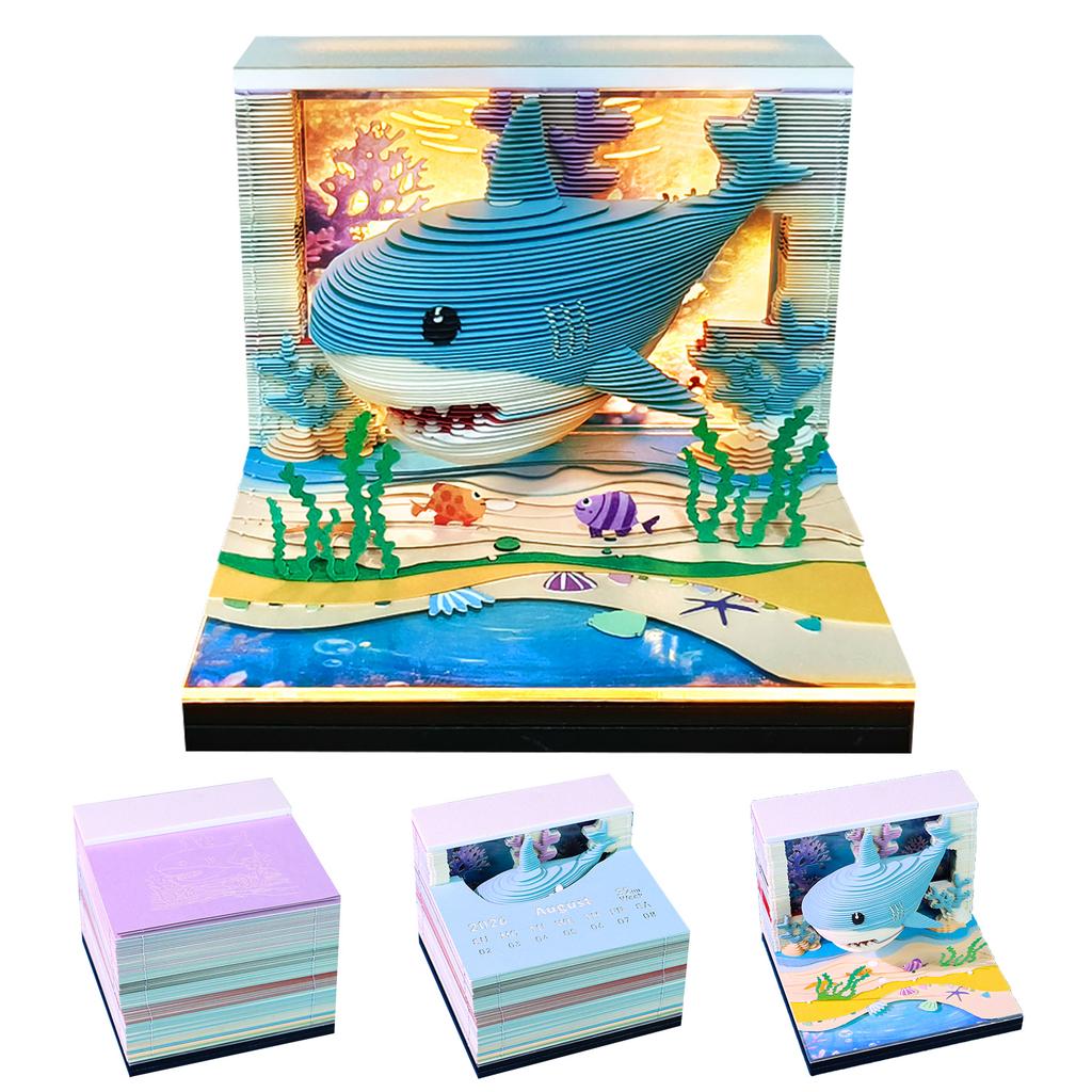 Underwater World 3D Note Block Tear Off Memo Cube Ocean Scene Desk Stationery Gift Paper Art Paper 3D Calendar Memo Pad