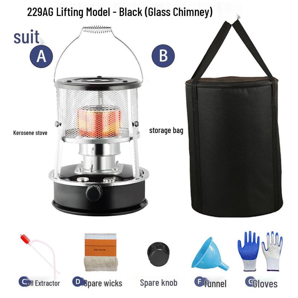 Adjustable Height Glass Chimney Kerosene Stove for Outdoor Camping & Indoor Use