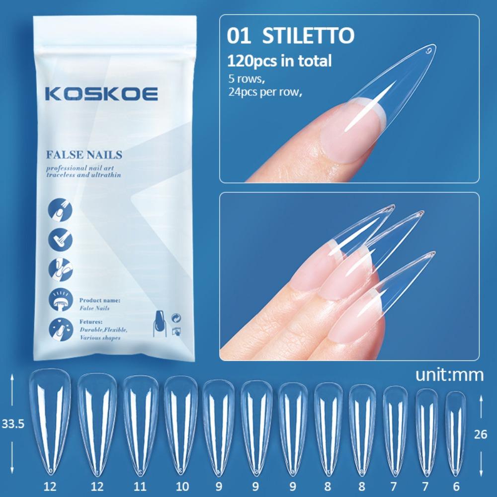 

120pcs Almond Fake Nail Coffin Nail Extension New Nail Tips 01