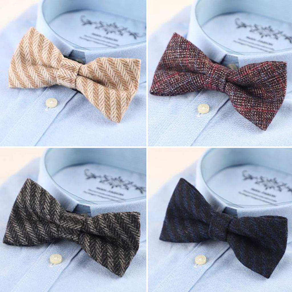 WHITE FANG Fliege, Wolle, Karomuster, Stilvoll, Business, Anzug, Formell, Herren NC005 (01: Hahnentrittmuster)