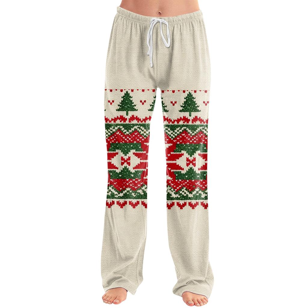 Women's Christmas Print Pants Casual Pants No Pockets