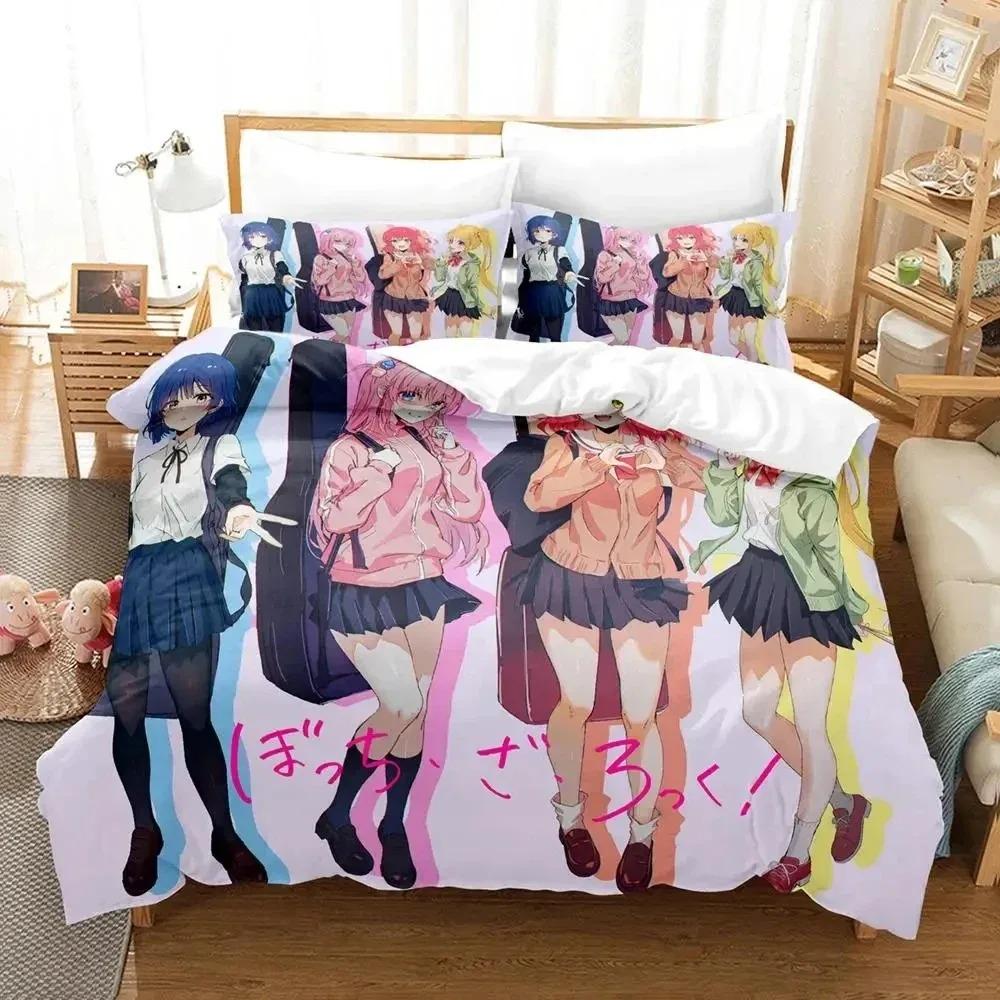 Anime Hitori Gotoh Bocchi the Rock Bedding Set Duvet Cover Bed Set Quilt Cover Pillowcase Comforter King Queen Size Boys Adult