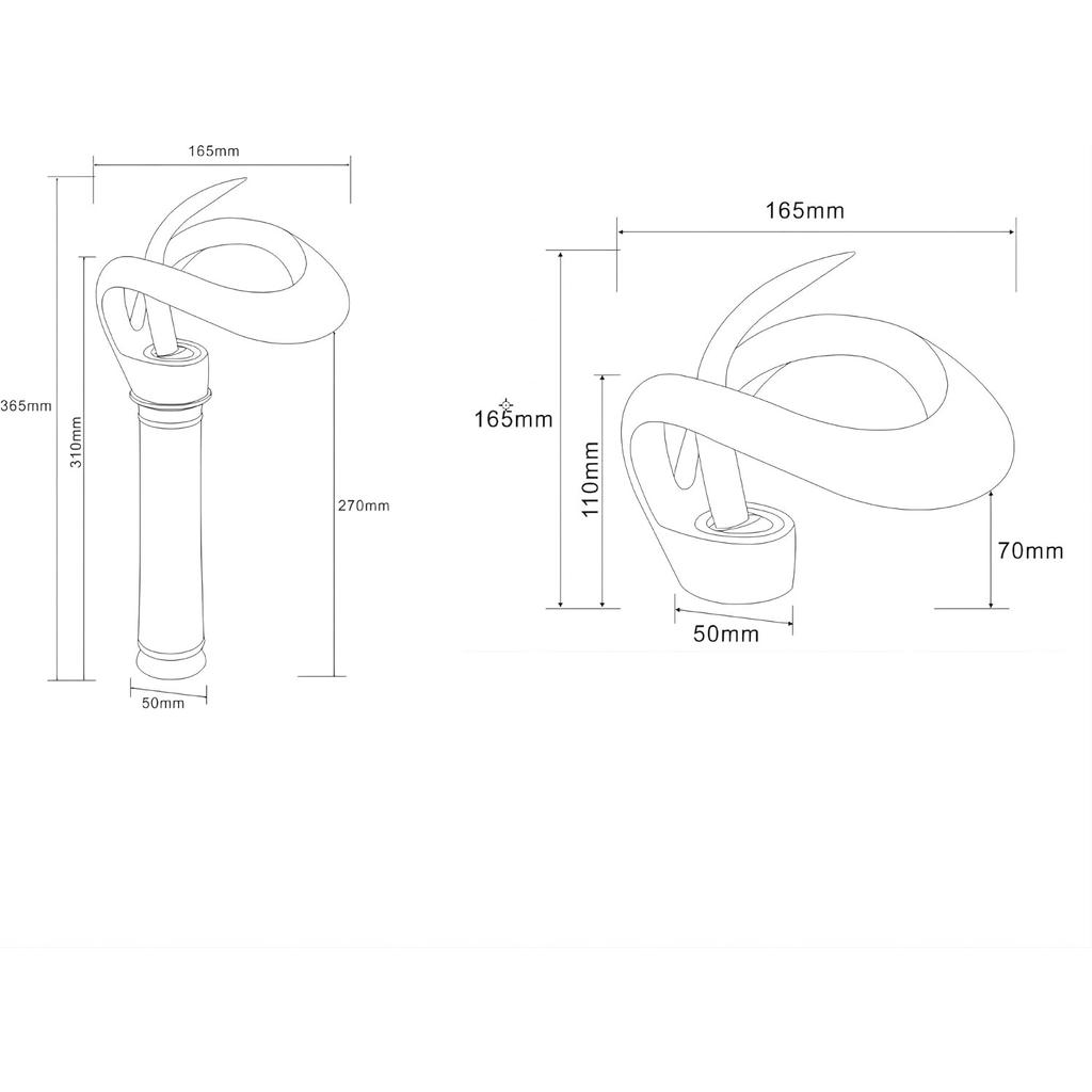 Robinet de Lavabo pour Salle de Bain - Design Élégant, Eau Froide et Chaude - Chromé, Haut