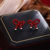Irregular Ankola Red Bow Stud Earrings, Autumn And Winter Port Style, High-End Sense, Simple And White Earrings.