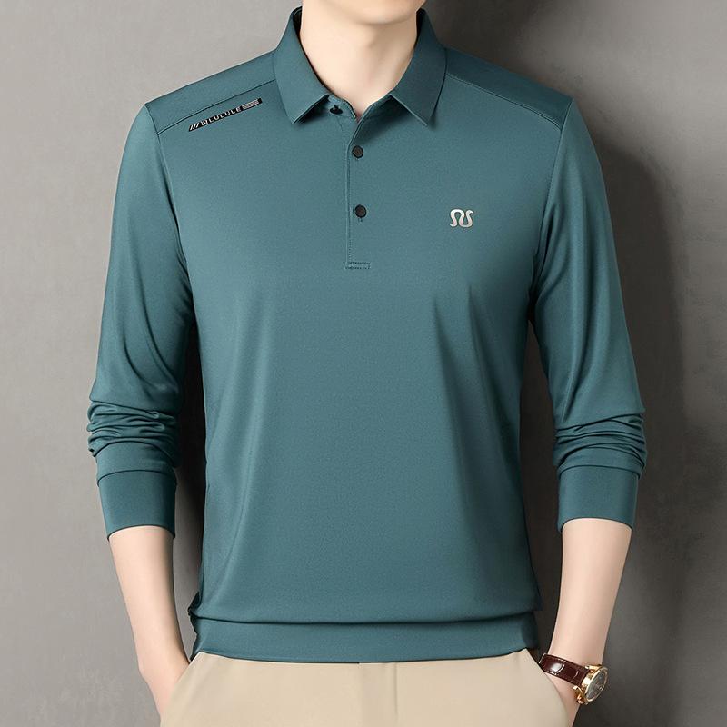 

Мужская рубашка поло с длинными рукавами, деловая, повседневная, свободная, с лацканами, для папы, футболка, топ 4XL