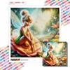 5D DIY Diamond Painting Decorative Flower Fairy Flowers Looks Back Full Round Drill Scenery Diamond Embroidery Cross Stitch Kits Home Decor Gift