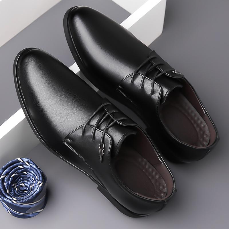 

Мужские кожаные туфли, деловые туфли с острым носком, на шнуровке, рабочие туфли, мужские кожаные дышащие туфли в британском стиле 44 чёрный