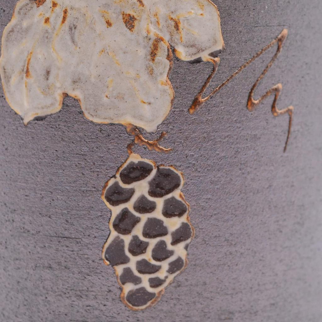 Maeken Kyo-yaki, Kiyomizu-yaki, Seiho-gama Mug, 200ml, Grape Design, Made in Japan, Brown, 256715