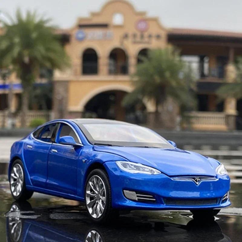 ctkhn3 1:32 Tesla Model X Model S Alloy Car Model Diecasts Metal Toy Vehicles Car Model Simulation Sound and Light Collection Kids Gift