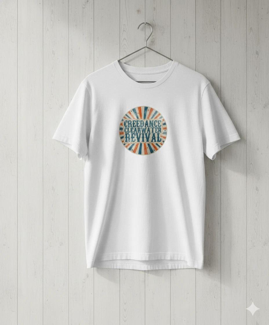 Creedence Clearwater Revival Vintage Logo White Band T-Shirt - T569 L