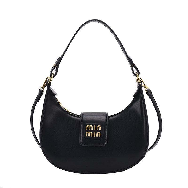 Premium retro small bag women s 2024 new autumn and winter texture crescent bag commuter messenger bag shoulder armpit bag чёрный 1730₽