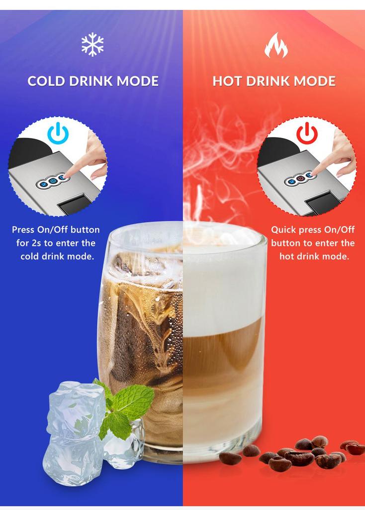 HiBREW H3A Kapsel-Kaffeemaschine 5 in 1 Kaffeemaschine, 19 bar Druck, Kalt-/Heißmodus, 800 ml Wassertank, Trockengehschutz