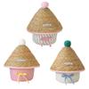 1Pc With Lid Practical Grass Weaving Delicate Desktop Storage Fashion Bow Storage Box Cotton Thread