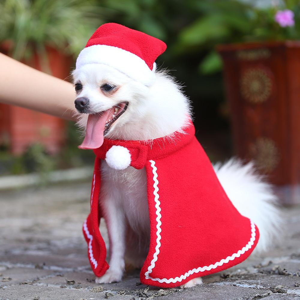Dog Clothing, Puppy Teddy Dog Cape Hat Red Dress Pet Cap Cape